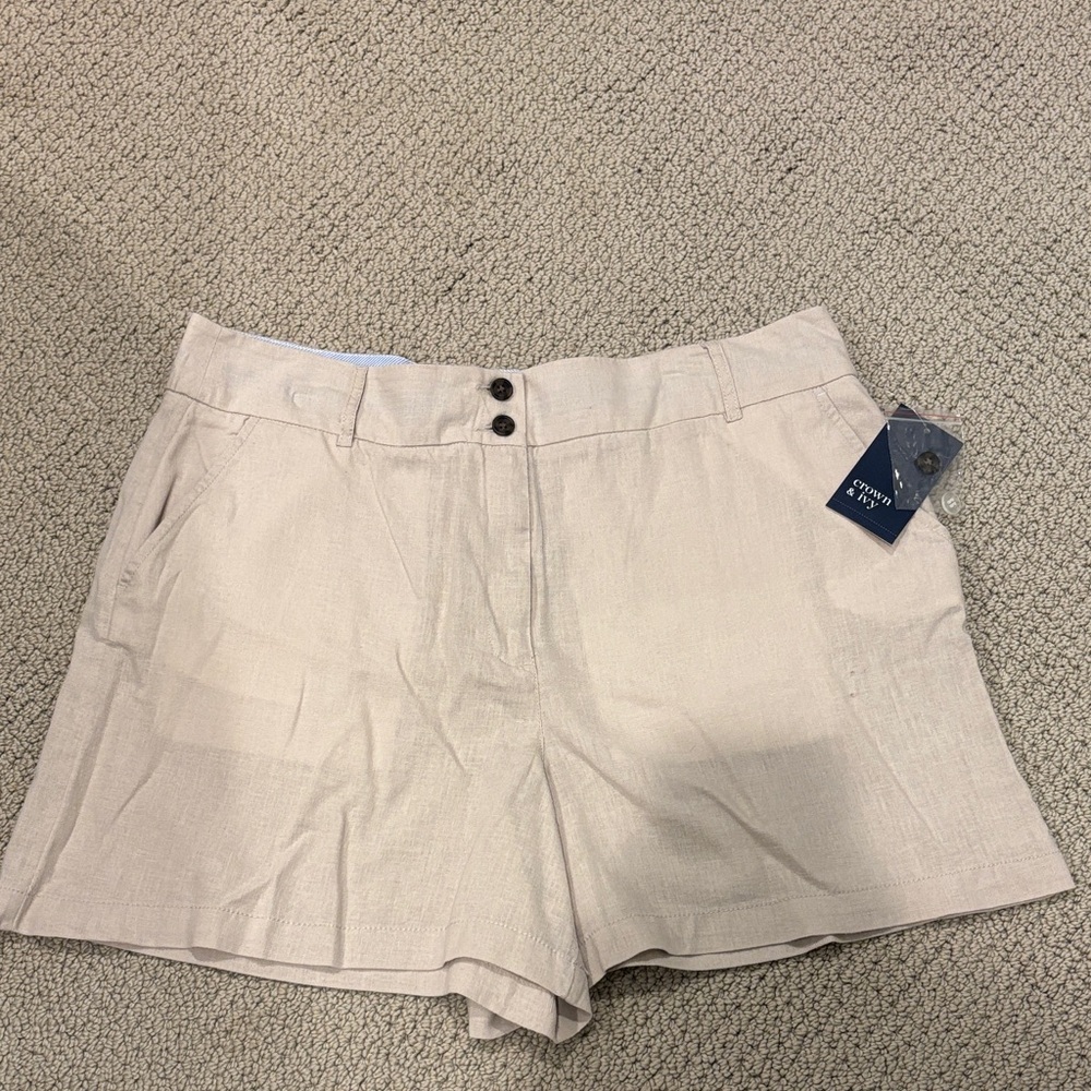 NEW Crown & Ivy Women’s Linen Shorts 14